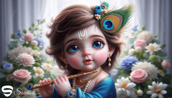 baby shree krishna portrait 2 rectangular