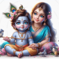 baby shree krishna with mother yashoda portrait rectangular